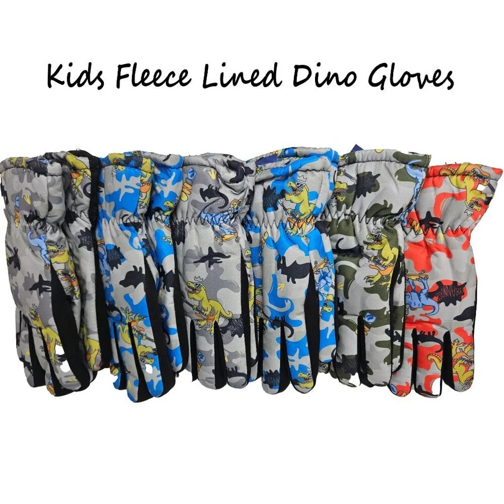 Kids Fur Lined Winter Ski Gloves, Assorted Colors, Bundle of 3 Pairs
